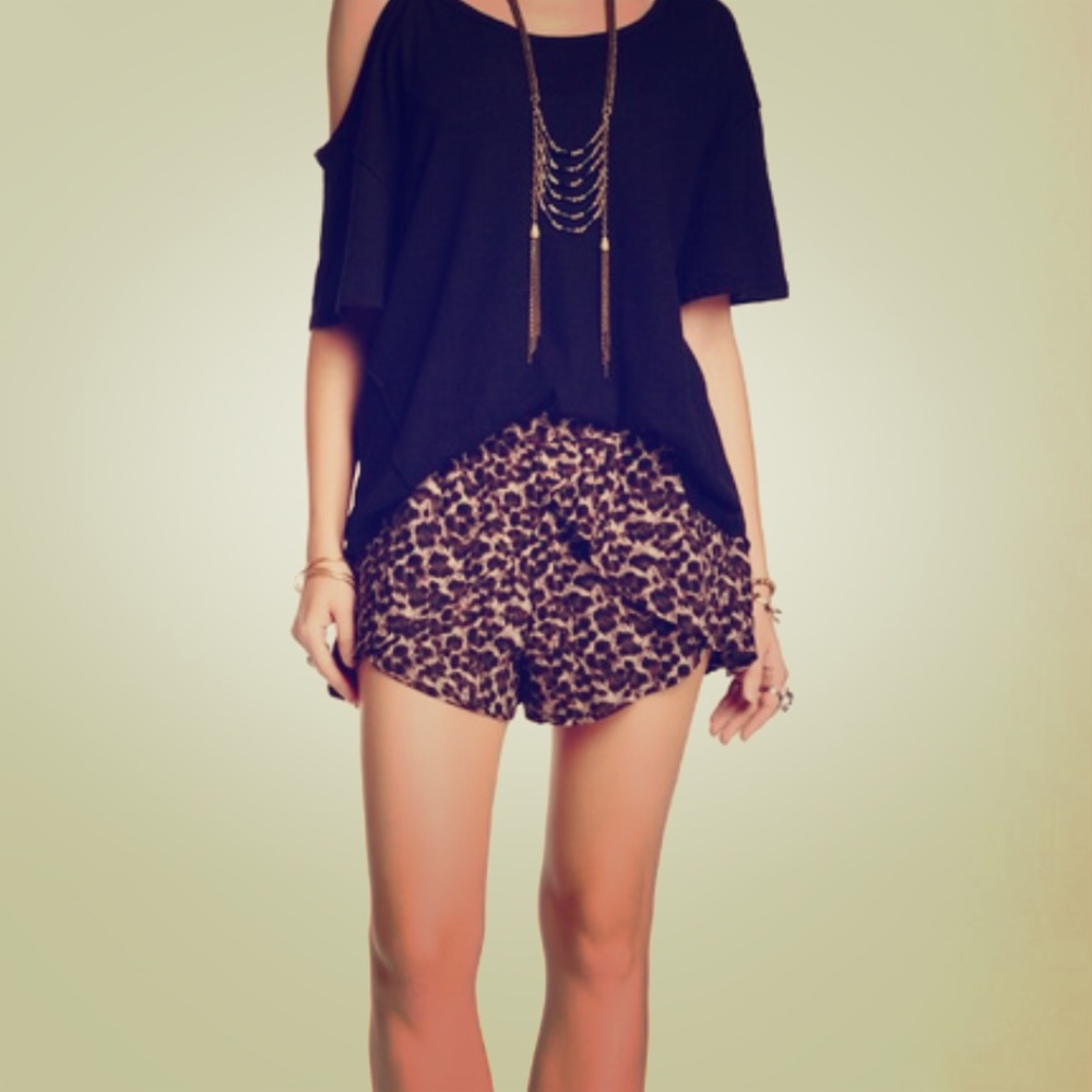 Free People Leopard Cross Shorts Size M